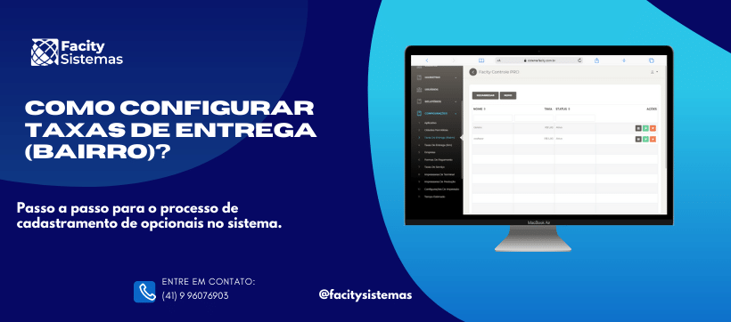 Como configurar taxas de entrega (bairro)?