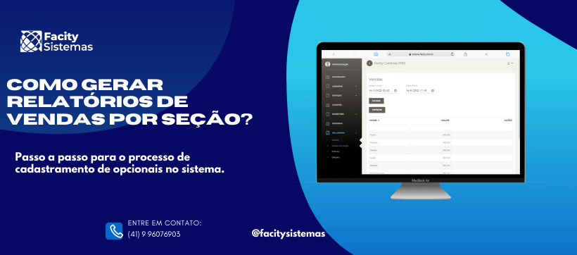 Como gerar relatórios de vendas por seção?