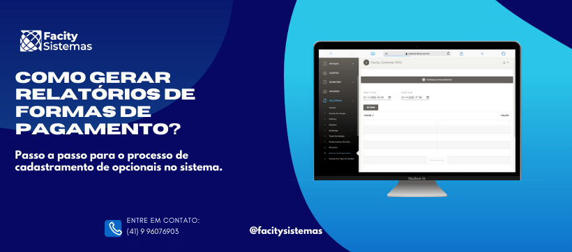 Como gerar relatórios de formas de pagamento?