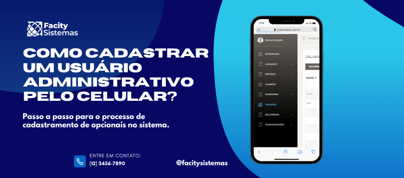 Como cadastrar um usuário administrativo pelo celular?