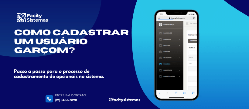 Como cadastrar um usurário garçom pelo celular?