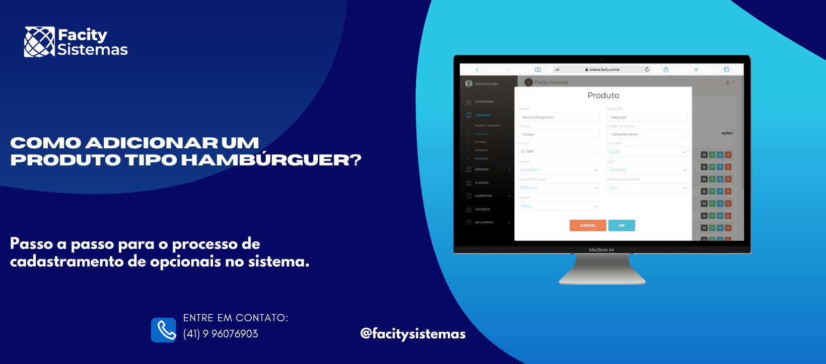 Como adicionar um produto tipo Hambúrguer?